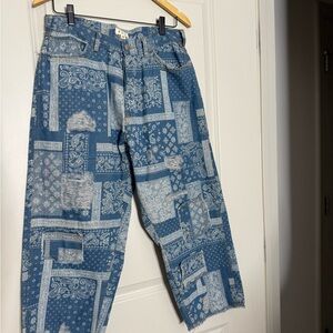 POL Blue Patterned Women's Ankle Jeans
